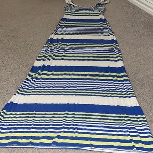 Blue, white and yellow maxi sundress